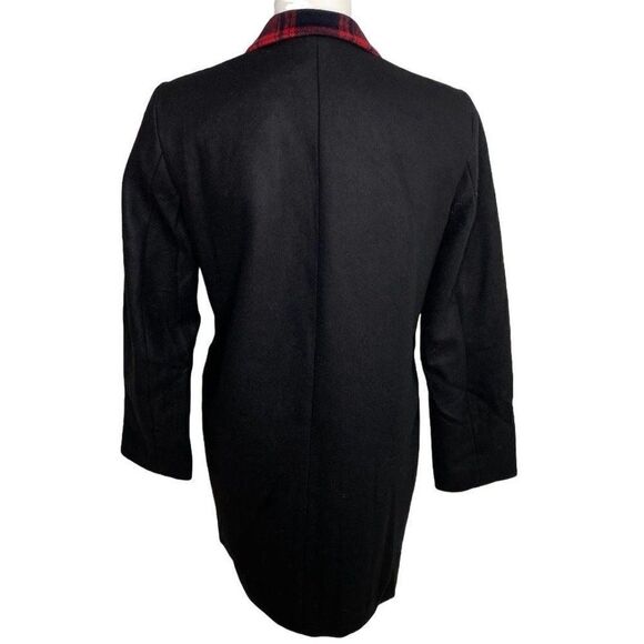 GAP Double-Breasted Peacoat Women's MEDIUM Black Red Buffalo Plaid‎ Pockets NEW - Picture 2 of 9